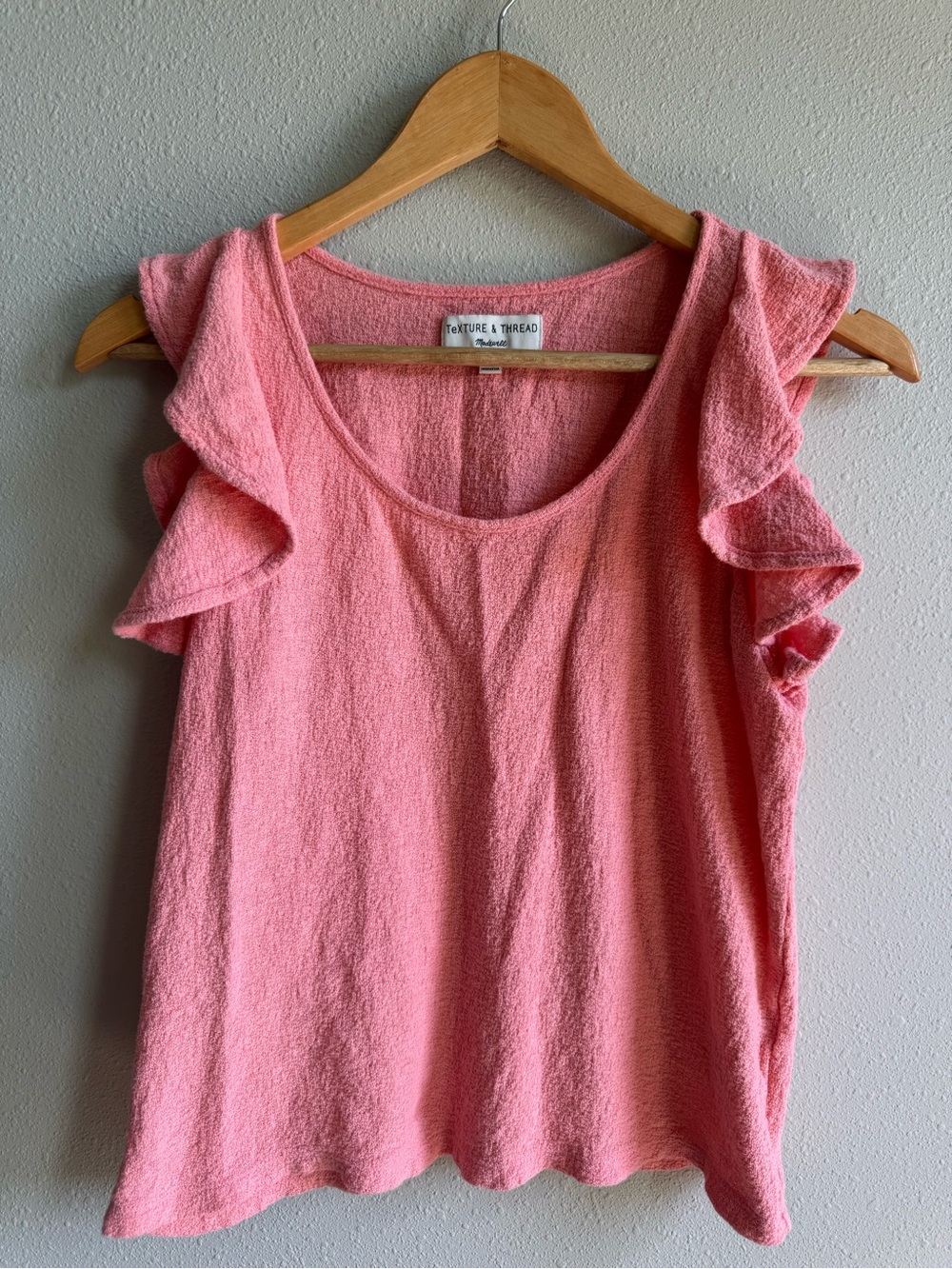 Madewell Peach Ruffle-Shoulder Tank Top